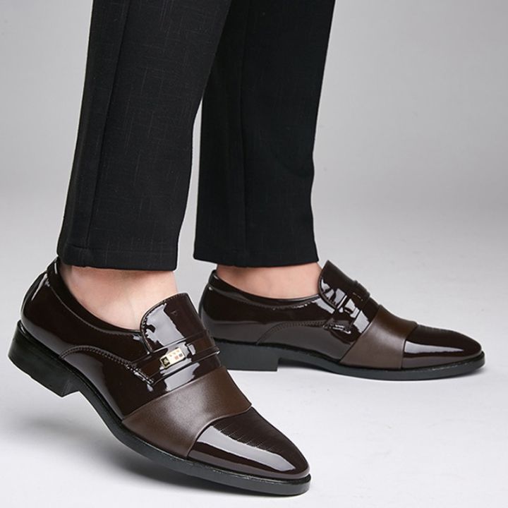 รองเท้าหนังของผู้ชายสีดำสุดหรูสำหรับอ๊อกซฟอร์ดทางการแต่งงานขนาดพลัสไซส์38-48รองเท้าสวมใส่ในสำนักงานธุรกิจสวมใส่สบายรองเท้าชุดเดรส