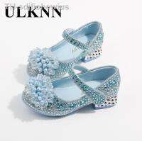 【hot】۩☾✓  Beads Leather Shoes 2023 Children New Rhinestone Kidss Shoe Show Heels