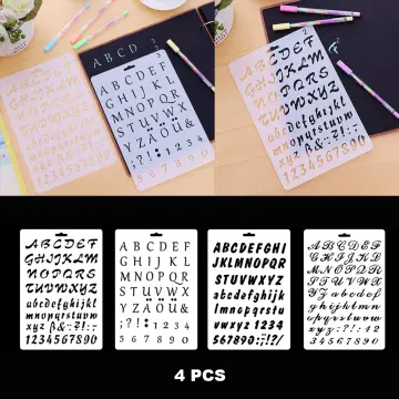 36pcs Letter and Number Stencils DIY Drawing Templates Bullet Journal With  a Bag for sale online