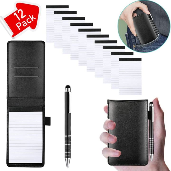 12-pcs-small-pocket-notepads-holder-set-mini-pocket-note-pad-holder-with-10-pcs-3-inch-x-5-inch-memo-book-refills