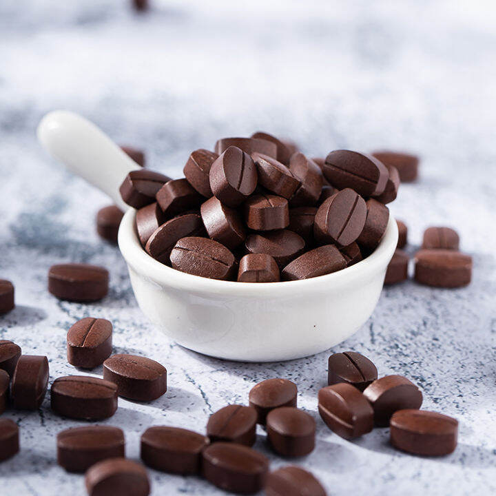 Extrastrong coffee bean candy can be chewed to prevent drowsiness in