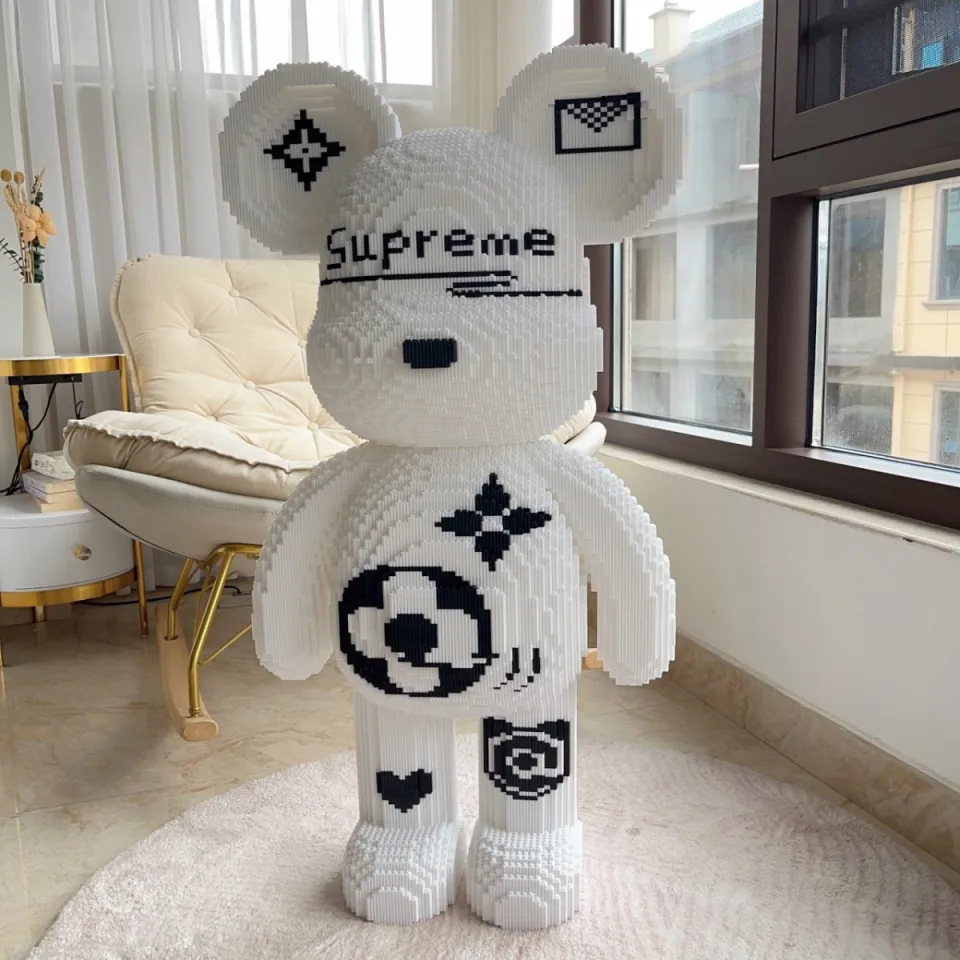 Kids gift Supreme compatible LEGO brick e super white violent bear puzzle  building bricks living room ornaments men and women welcome consultation