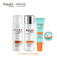 [ ลด 25% ] AquaPlus 3 Steps Acne Solution ชุดดูแลปัญหาสิว ผิวอุดตัน สิวอักเสบ (Purifying Cleansing Water 50 ml. | Soothing-Purifying Toner 50 ml. | Daily Clear Defense  7 g.) (ส่งฟรี)