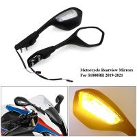 Black Left Right Motorcycle Rear View Mirrors With Turn Signals  For BMW S1000RR 2019 2020 2021