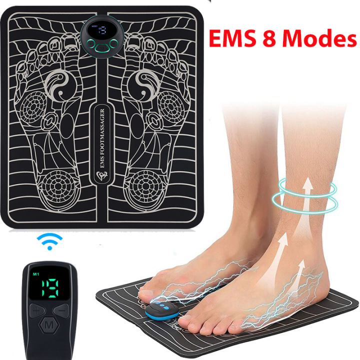 ASHEVA EMS Foot Massager Remote Control Pulse Therapy Foot Pad 8 ...