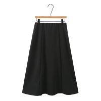 Large Size XL-4XL Womens Elastic Waist Black Long Skirts Casual Solid Color Ladies Elegant Office-wear A-line Autumn Winter Skirts