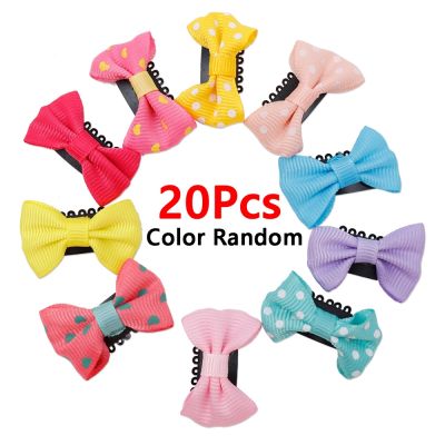 20Pcs Candy Color Pringting Baby Mini Small Bow Hair Clips Safety Hair Pins Barrettes for Children Girls Kids Hair Accessories
