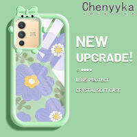 เคส Chenyyka สำหรับ VIVO V23 5G S12 5G V23i 5G เคสจิตรกรรมภาพการ์ตูนดอกไม้หลากสีน่ารักเคสมือถือใสเคสนิ่มกันกระแทกเลนส์กล้องถ่ายรูปมอนสเตอร์น้อยเคสป้องกันแบบใสซิลิโคน