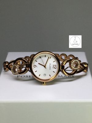 นาฬิกา  ALBA ผู้หญิง รุ่น AH7952X1 ตัวเรือนและสายสแตนเลสชุบทองชมพู Pink Gold ของแท้ 100% CafeNalika