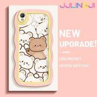 Jjlingji เคสสำหรับ OPPO A37 A37F เคสนีโอ9แบบเต็มจอลายหมีน่ารักขอบเป็นคลื่นเคสมือถือกันกระแทกแบบใสนิ่มโปร่งใสลายกล้องถ่ายรูปที่สร้างสรรค์เคสซิลิกาเจลฝาครอบป้องกัน