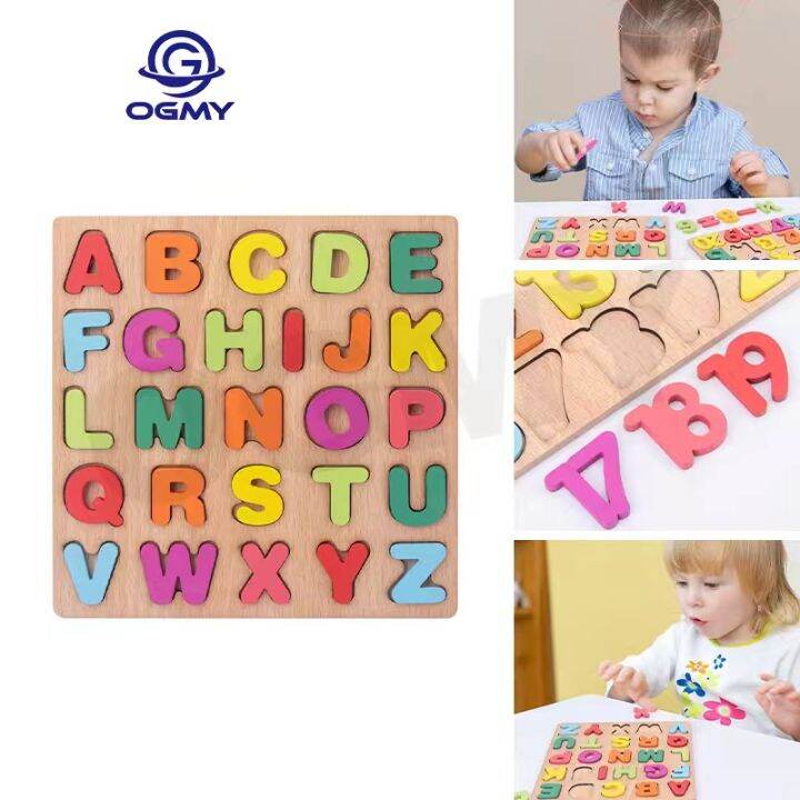 OGMY Wooden Number Puzzle Toys, ABC Letter & Number Puzzle for Toddlers ...