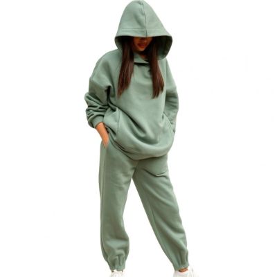 Trendy Women Autumn Tracksuit Sporty Winter Hoodie Pants Set Hooded Ankle-banded Autumn Hoodie Sweatpants Set Thermal