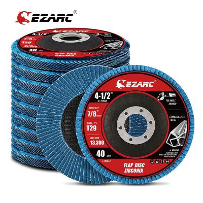 EZARC 10 Pcs Flap Discs 4 1/2 x 7/8-Inch Zirconia Grinding Wheel Type 29 with 80 Grit for Stainless Steel, Cast Iron,Sheet Metal
