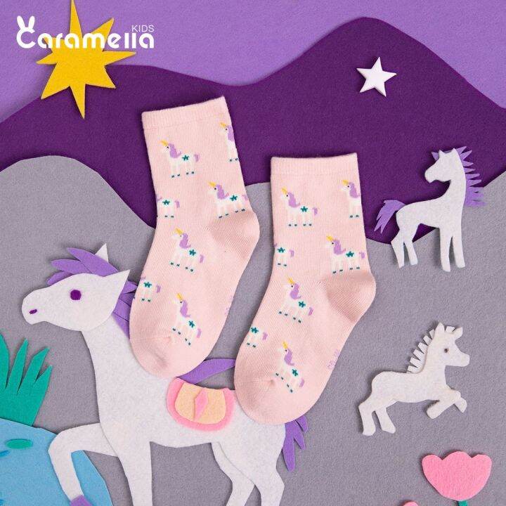 three-pairs-caramella-autumn-winter-childrens-socks-cartoon-middle-cut-cotton-baby-unicorn-girls-564913