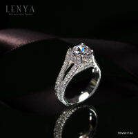 Lenya Jewelry แหวนเงินแท้ 925 ชุบโรเดียม ประดับเพชร DiamondLike ดีไซน์หรูหราคลาสสิค