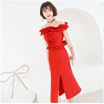 2022 Summer New Banquet Dignified Elegant Long Slim Sexy Shoulder-Length Party Dress Evening Dress Women