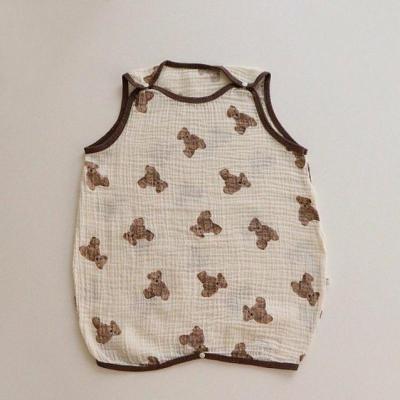 2021 Summer New Baby Sleeping Bag Vest Cartoon Bear Print Soft Cotton Pajamas Jumpsuit Toddler Infant Cotton Sleep Sack