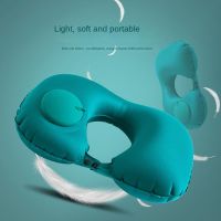 MANMOON U Shape Travel Pillow Automatic Air Inflatable Airplane Car Pillows Ring Pillow Folding Press Type Bed Pillows Neck Travel pillows