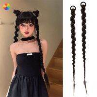 【ฝัน】ผมเปียผมหางม้าสังเคราะห์สีดำธรรมชาติ1คู่