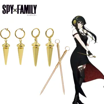 Anime Spy X Family Yor Forger Cosplay Wig Weapons Earrings White