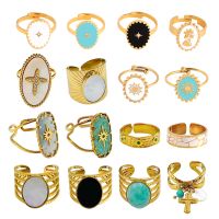 Stainless Steel Rings Open Rings For Women Rings Wide Ring Colorful Geometry Chain Female Rings Jewelry Party Gift Wholesale