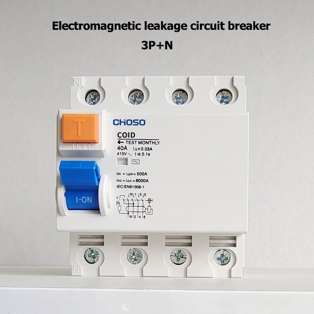 CHOSO AC ELCB MCB RCCB RCBO 2P 4Pole 25A 32A 40A 63A Residual Current Operated Circuit Breaker Leakage Protection lighting, sockets, electrical equipment
