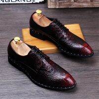 แฟชั่น Pra Buaya Grain Kulit Sepatu Prio Kasual Menunjuk รองเท้าทรงอ๊อกซฟอร์ด PRA Atas Biskantor Oxford Sepatu