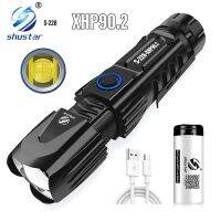 High Power XHP90.2 LED Flashlight 6200LM Tactical Torch Waterproof Lantern with Smart Chip Control Tail Attack Hammer Rechargeable  Flashlights