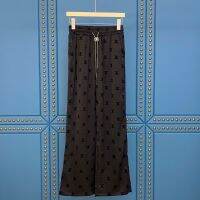 【Original Label】Flocking Metal Chain Casual Pants for Womens High Waist Slim Loose Leg Pants