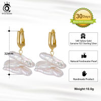 ORSA JEWELS Unique Irregular Baroque Freshwater Pearl Dangle Earrings 925 Sterling Silver Womens Drop Earings Jewelry GPE09