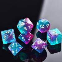 KAKACS RPG ที่ทนทานนักผจญภัย D4 D6 D8 D10 Digital DND เกมตาราง Polyhedron Dice Board Game Glitter แกะสลักรูปแบบ Dice Set 7-Die