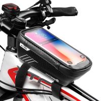 Bike Bicycle Bag, Waterproof Bike Phone Mount Bag Front Frame Top Tube Handlebar Bag with Touch Screen Holder Case for Bike