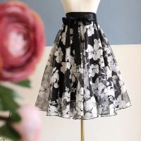 【CC】۩∈  2023 Womens Skirt Korean Fashion Floral Waist Puffy Tulle Falda