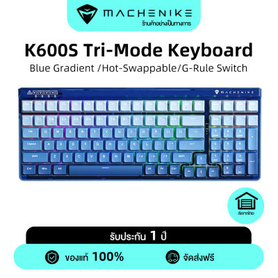 [จัดส่งภายใน 3 วัน]Machenike K600S คีย์บอร์ดเชิงกล 100 คีย์ ปุ่มกดไล่โทนสีน้ำเงิน Tri-Mode bluetooth/2.4G/wired wireless keyboard Hot-swappable RGB backlit gaming keyboard
