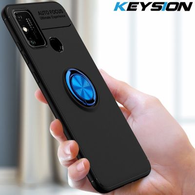 KEYSION Shockproof Case For Realme 7i 7 Pro C17 C15 C12 Q2 Pro Q2i Soft Silicone Magnetic Ring Phone back cover for Realme V5 V3 Electrical Connectors