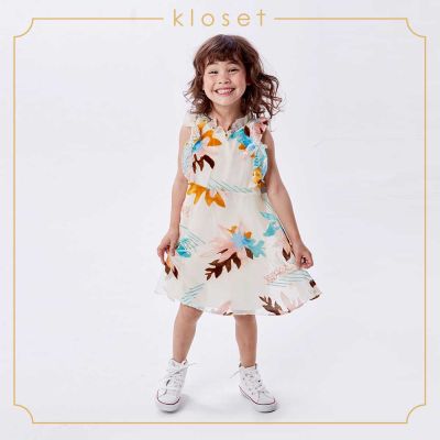 Kloset (SS19 - KD006) Printed Burn-cut Dress