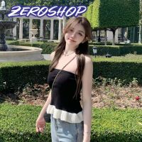 Zero​ SHOPV?พร้อมส่ง? (Zero-0555) เสื้อเกาะอกไหมพรม น่ารักผ้ายืดใส่สบาย ดีเทลปลายเสื้อคิ้วๆสีพื้น