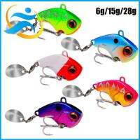 AGONIE SPORTS 6G 15G 28G Spinner แท็กเกิลหมุนเลื่อมล่อ VIB โลหะตะขอสามชั้นโลหะเหยื่อตกปลา Wobblers Crankbaits