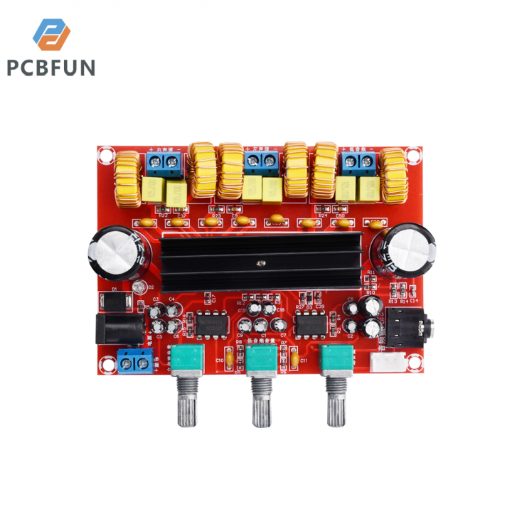 pcbfun-xh-m139บอร์ดเครื่องขยายเสียงซับวูฟเฟอร์แบบดิจิทัล2x50w-100w-2-1แชนเนล-dc-12-24v-ชิปภายในประเทศ