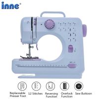 Inne จักรเย็บผ้าแบบพกพามินิไฟฟ้าครัวเรือนหัตถกรรมซ่อม Overlock 12เย็บแผลด้วย P Resser เท้าเหยียบเริ่มต้น