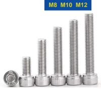 1pcs Stainless Steel 304 A2 Screws M8 M10 M12 DIN912 Hexagon Hex Socket Head Cap Allen Bolt Screw L 12-150mm