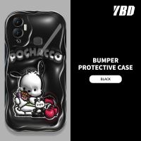 เคสโทรศัพท์มีลายคลื่น YBD สำหรับ Infinix Hot 12 Play NFC X6816 X6816C X6816D ต้นกระบองเพชรและกระต่ายน่ารักวัสดุซิลิโคนกล้องที่ครอบคลุมเต็มรูปแบบ