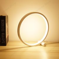 【YD】 25CM Circular Table Lamp Bedroom Bedside Room Restaurant Hotel Dimmable Round Night