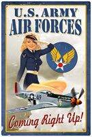 Ylens ป้ายดีบุกปักหมุดลาย Air Force-Pin-Up สำหรับเด็กผู้หญิงป้ายเหล็กสไตล์วินเทจเป็นเครื่องตกแต่งฝาผนังป้ายตกแต่งบาร์กาแฟแบบย้อนยุค8X12นิ้ว