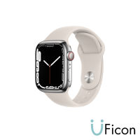 Apple Watch Series 7 GPS + Cellular Stainless Steel Case with Sport Band [iStudio by UFicon]