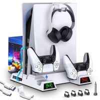 PS5 Vertical Stand with 2 Controller Charger 2 Cooling Fan 13 Games Disc Slot for Sony Playstation 5 Play Station PS 5 Console