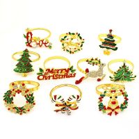 Wreath Christmas Napkin Ring/Napkin Buckle New Year Series Wedding Party Home Dinner Table Decor 2022 Accessories Supplies