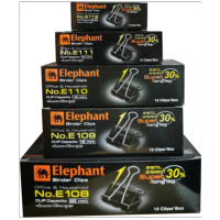 คลิปดำ คลิปหนีบกระดาษ ตราช้าง Elephant รุ่น E112 E111 E110 E109 และ E108 (12 ชิ้นต่อกล่อง)