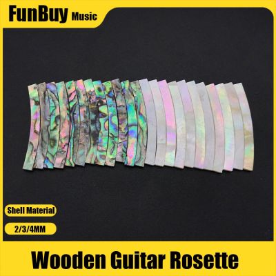‘【；】 12Pcs Natural Abalone Shell Sound Hole Rosette Curved Strips Guitar Rosette Guitar Decals Paua White Shell For Guitar