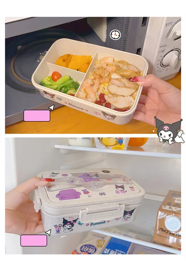 Kawaii My Melody Cinnamoroll Kuromi Large Capacity Portable Lunch Box Anime  Sanrioed Girl Heart Bento Box with Cutlery Student